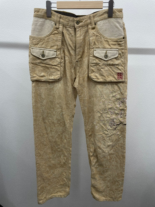 【中古品】【メンズ】  絡繰魂 刺繍デニムパンツ 156-250116-NK-10-yok サイズ：34 カラー：ベージュ 万代Net店