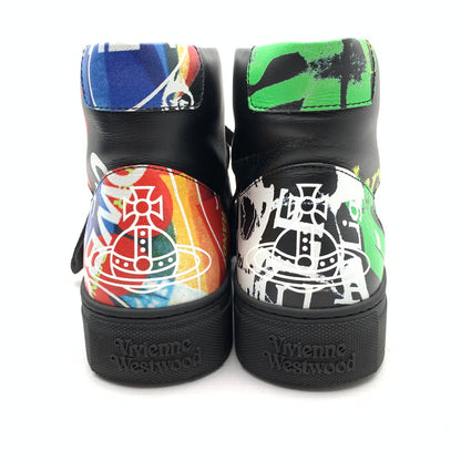 【中古品】【メンズ】 VIVIENNE WESTWOOD CLASSIC TRAINER HIGH ヴィヴィアンウエストウッド ハイカット スニーカー シューズ 靴 ブランド (fuz) 162-260524-gm-19-kit サイズ：40 カラー：ブラック 総柄 万代Net店
