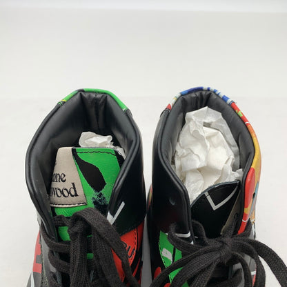 【中古品】【メンズ】 VIVIENNE WESTWOOD CLASSIC TRAINER HIGH ヴィヴィアンウエストウッド ハイカット スニーカー シューズ 靴 ブランド (fuz) 162-260524-gm-19-kit サイズ：40 カラー：ブラック 総柄 万代Net店