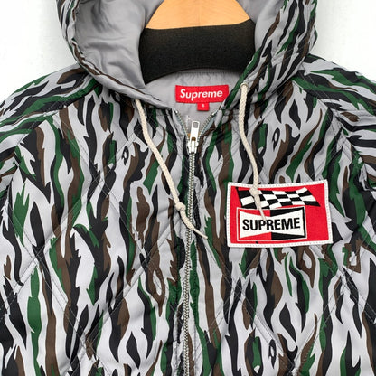 【中古品】【メンズ】 SUPREME POLY DIAMOND QUILTED HOODED JACKET シュプリーム ジャケット ブルゾン ジップアップ ブランド 古着 (fuz) 149-260524-gm-01-kit サイズ：S カラー：グレー 総柄 万代Net店