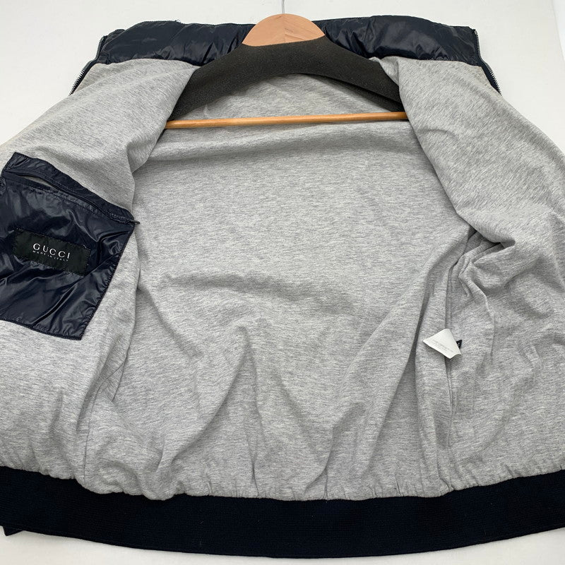 【中古品】【メンズ】 GUCCI グッチ シェリーライン ナイロンジャケット ブルゾン ジップアップジャケット ブランド アウター 古着 (fuz) 141-260524-gm-03-kit サイズ：50 カラー：ネイビー 万代Net店