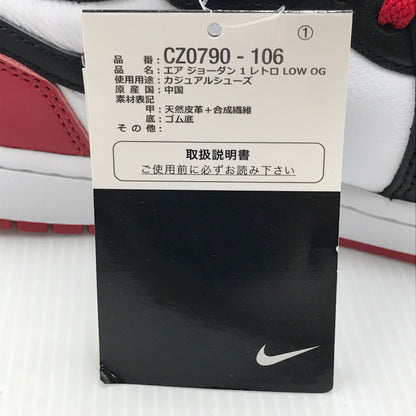 【中古美品】【メンズ】 NIKE ナイキ AIR JORDAN 1 RETRO LOW OG BLACK TOE CZ0790-106 エアジョーダン1 レトロ ロー OG ブラック トゥ スニーカー 靴 160-250928-rt-04-tag サイズ：26.5cm US 8.5 カラー：WHITE/BLACK-VARSITY RED 万代Net店