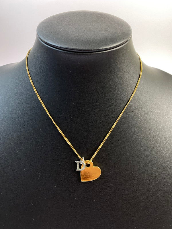 【中古品】【レディース】 Christian Dior クリスチャンディオール Dロゴ チャーム付き ＆ ハートネックレス アクセサリー レディース 182-250918-em-04-min カラー：ゴールド/シルバー 万代Net店