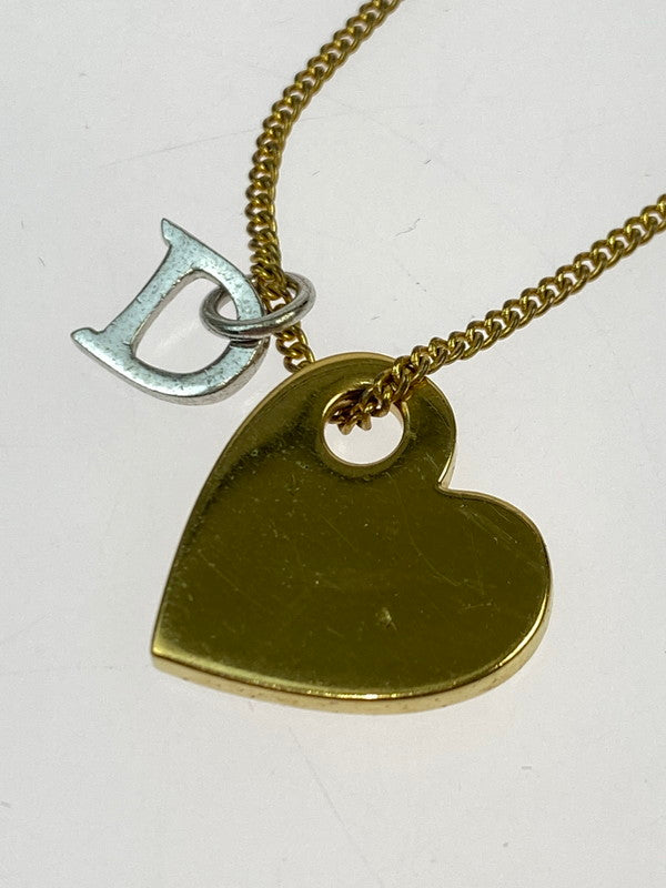 【中古品】【レディース】 Christian Dior クリスチャンディオール Dロゴ チャーム付き ＆ ハートネックレス アクセサリー レディース 182-250918-em-04-min カラー：ゴールド/シルバー 万代Net店