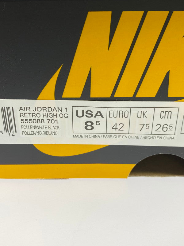 【中古品】【メンズ】 NIKE ナイキ AIR JORDAN 1 HIGH OG POLLEN 555088-701 エア ジョーダン 1 レトロ ハイ オリジナル ポレン スニーカー 靴 160-250909-kk-34-min カラー：POLLEN/WHITE-BLACK 万代Net店