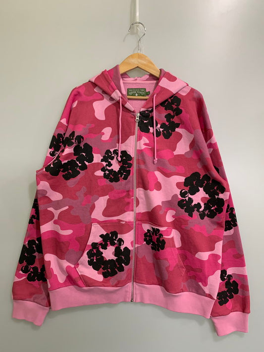 【中古品】【メンズ】 DENIM TEARS デニムティアーズ PINK CAMO COTTON WREATH ZIP HOODIE カモ柄 ジップフーディ 142-250913-ks-41-min サイズ：XL カラー：ピンク 万代Net店