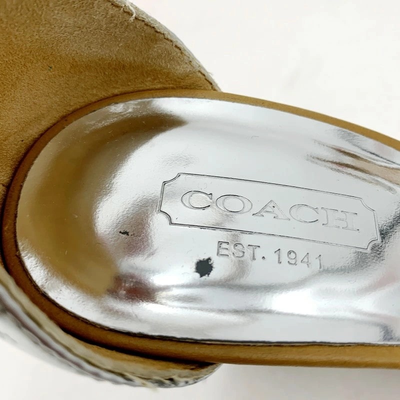 【中古品】【レディース】 COACH コーチ SHARRIN ITL MIRROR MET Q1904 サンダル シューズ 靴 183-230905-ay-18-izu サイズ：38 カラー：シルバー 万代Net店