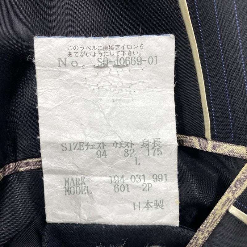 【中古品】【メンズ】 WOOL STRIPE TAILORED JACKET ウール ストライプ テーラード ジャケット 日本製 141-250614-as-11-izu サイズ：L カラー：ブラック 万代Net店