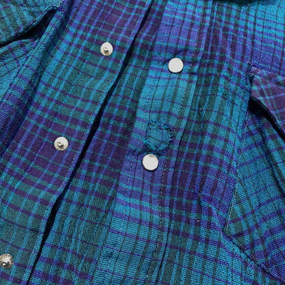 【現状渡し品】【メンズ】 70’s WOOL WESTERN SHIRT VINTAGE 70年代 ウールウエスタンシャツ 長袖 トップス ヴィンテージ 145-241224-kk-10-tei サイズ：M カラー：ブルー/グリーン 万代Net店