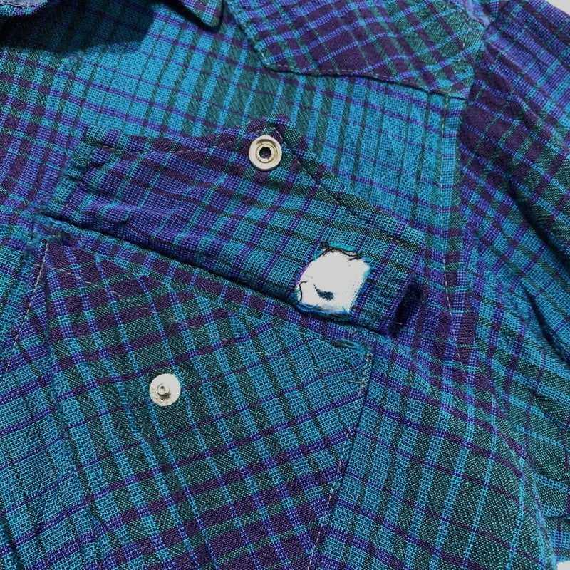 【現状渡し品】【メンズ】 70’s WOOL WESTERN SHIRT VINTAGE 70年代 ウールウエスタンシャツ 長袖 トップス ヴィンテージ 145-241224-kk-10-tei サイズ：M カラー：ブルー/グリーン 万代Net店