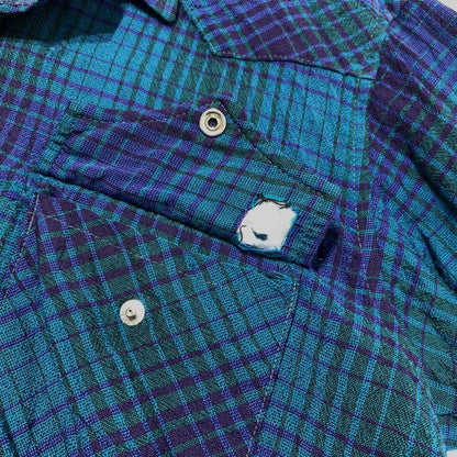 【現状渡し品】【メンズ】 70’s WOOL WESTERN SHIRT VINTAGE 70年代 ウールウエスタンシャツ 長袖 トップス ヴィンテージ 145-241224-kk-10-tei サイズ：M カラー：ブルー/グリーン 万代Net店