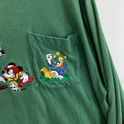 【中古品】【メンズ】 DISNEY 長袖Tシャツ カットソー トップス ブランド 古着 145-250803-gm-15-fuz サイズ：XXL カラー：グリーン 万代Net店