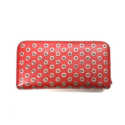 【中古品】【レディース】 プラダ SAFFIANO RINGS 長財布 ブランド 財布 ウォレット 181-250518-gm-34-fuz カラー：レッド 万代Net店