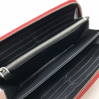 【中古品】【レディース】 プラダ SAFFIANO RINGS 長財布 ブランド 財布 ウォレット 181-250518-gm-34-fuz カラー：レッド 万代Net店