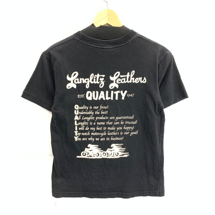 【中古品】【メンズ】 LANGLITZ LEATHERS 半袖Tシャツ カットソー ブランド 古着 145-260308-gm-37-fuz サイズ：XS カラー：ブラック 万代Net店