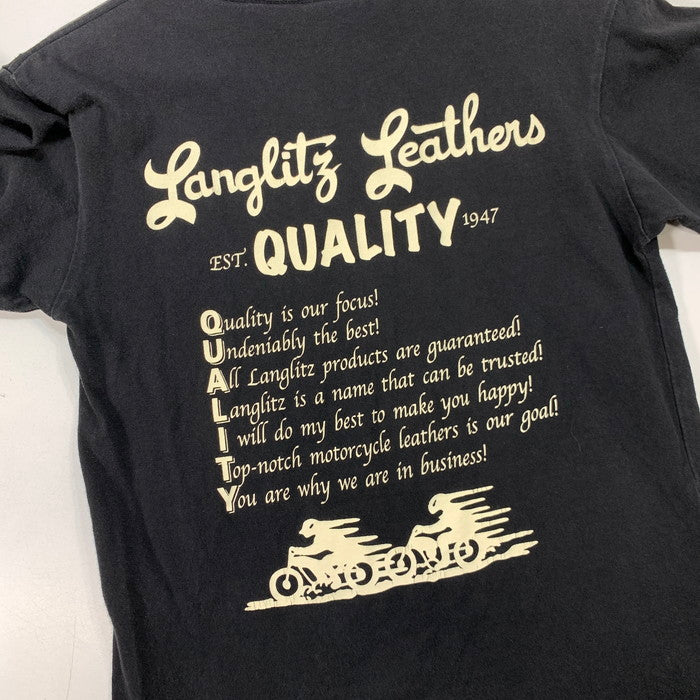 【中古品】【メンズ】 LANGLITZ LEATHERS 半袖Tシャツ カットソー ブランド 古着 145-260308-gm-37-fuz サイズ：XS カラー：ブラック 万代Net店
