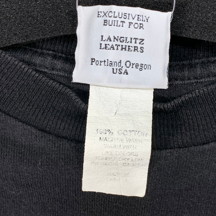 【中古品】【メンズ】 LANGLITZ LEATHERS 半袖Tシャツ カットソー ブランド 古着 145-260308-gm-37-fuz サイズ：XS カラー：ブラック 万代Net店