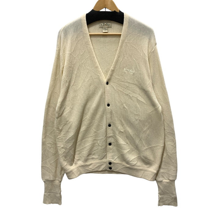 【中古品】【メンズ】 IZOD 刺繍ロゴ ニットカーディガン トップス ブランド 古着 メキシコ製 145-251012-gm-20-fuz サイズ：L カラー：アイボリー 万代Net店