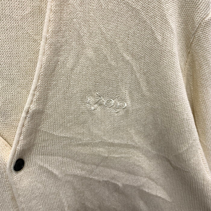 【中古品】【メンズ】 IZOD 刺繍ロゴ ニットカーディガン トップス ブランド 古着 メキシコ製 145-251012-gm-20-fuz サイズ：L カラー：アイボリー 万代Net店