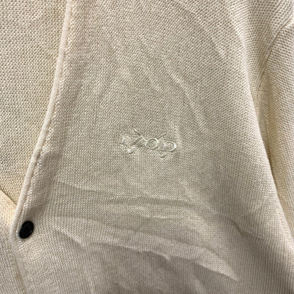 【中古品】【メンズ】 IZOD 刺繍ロゴ ニットカーディガン トップス ブランド 古着 メキシコ製 145-251012-gm-20-fuz サイズ：L カラー：アイボリー 万代Net店