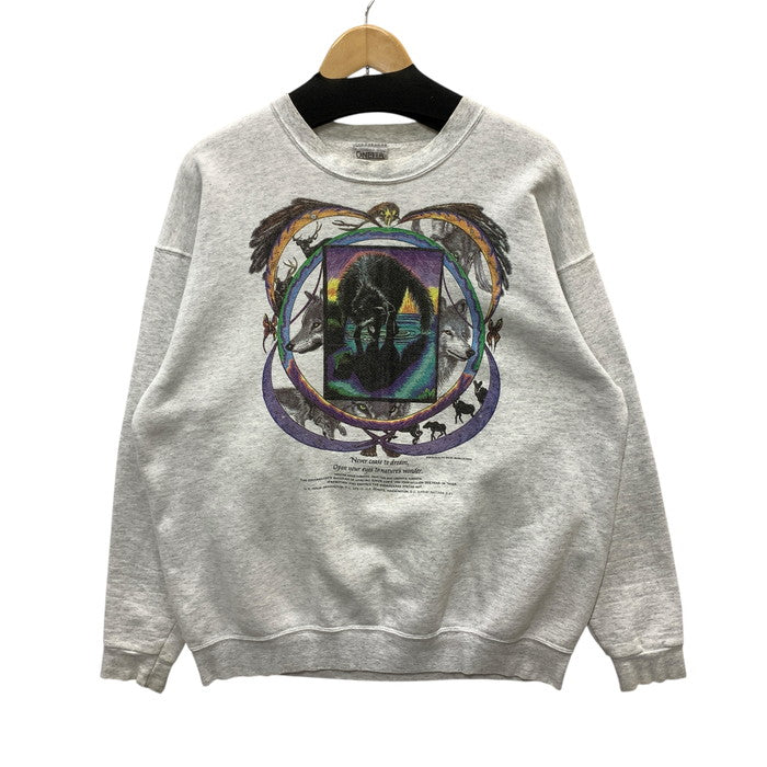 【中古品】【メンズ】 JIM MORRIS 絵画ウルフ スウェット トップス アウター ブランド 古着 145-250607-gm-40-fuz サイズ：XL カラー：グレー 万代Net店