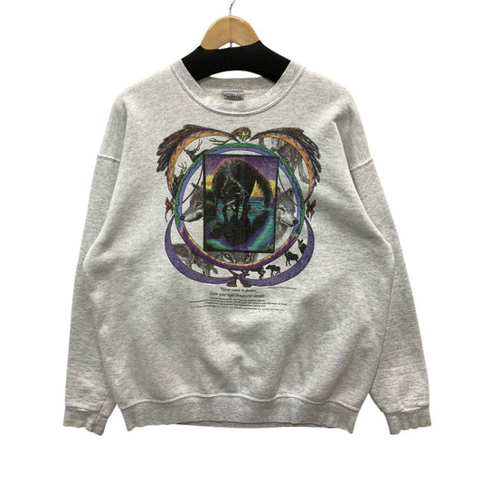 【中古品】【メンズ】 JIM MORRIS 絵画ウルフ スウェット トップス アウター ブランド 古着 145-250607-gm-40-fuz サイズ：XL カラー：グレー 万代Net店