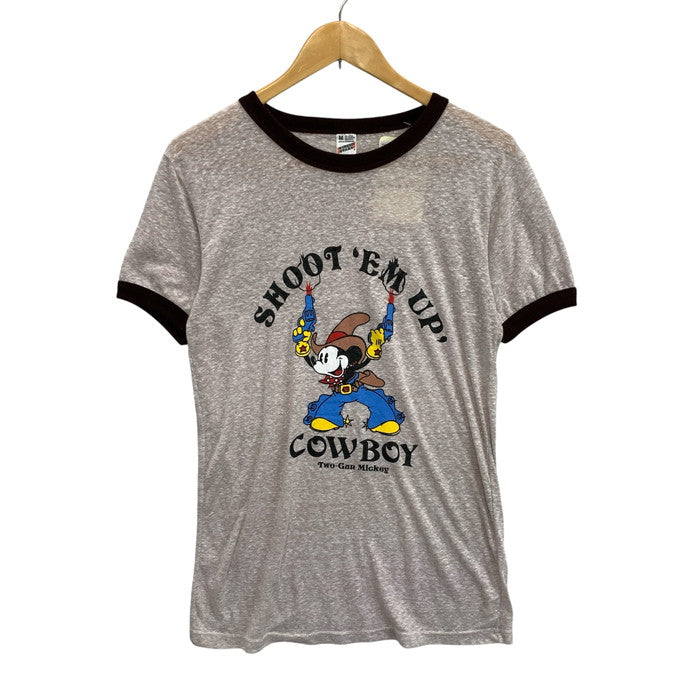 【中古品】【メンズ】 USED MICKEY SCREEN STARS リンガー半袖Tシャツ カットソー トップス ブランド 古着 145-250622-gm-27-fuz サイズ：M カラー：グレー ブラウン 万代Net店