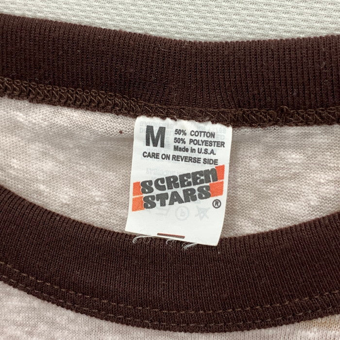 【中古品】【メンズ】 USED MICKEY SCREEN STARS リンガー半袖Tシャツ カットソー トップス ブランド 古着 145-250622-gm-27-fuz サイズ：M カラー：グレー ブラウン 万代Net店