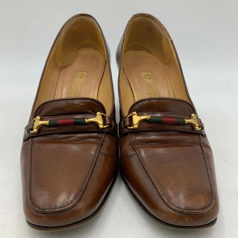 【中古品】【レディース】 GUCCI グッチ レザーパンプス 183-240201-mk-07-izu サイズ：35 1/2 カラー：ブラウン 万代Net店