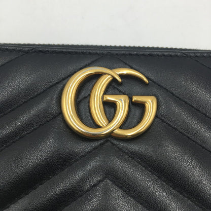 【中古品】【レディース】 GUCCI グッチ GGマーモント ダブルG ジップアラウンド ウォレット 443123 ラウンドファスナー 長財布 ロングウォレット 財布 181-250523-ks-06-fuz カラー：BLACK 万代Net店