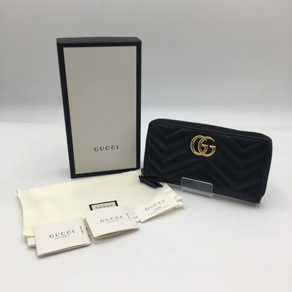 【中古品】【レディース】 GUCCI グッチ GGマーモント ダブルG ジップアラウンド ウォレット 443123 ラウンドファスナー 長財布 ロングウォレット 財布 181-250523-ks-06-fuz カラー：BLACK 万代Net店