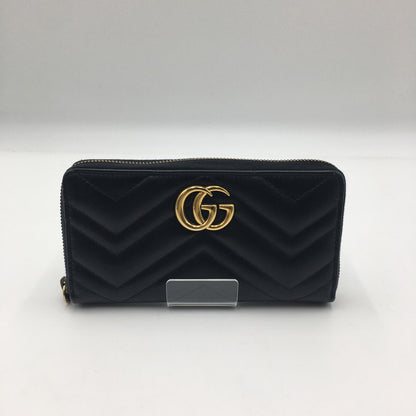 【中古品】【レディース】 GUCCI グッチ GGマーモント ダブルG ジップアラウンド ウォレット 443123 ラウンドファスナー 長財布 ロングウォレット 財布 181-250523-ks-06-fuz カラー：BLACK 万代Net店