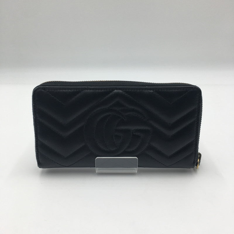 【中古品】【レディース】 GUCCI グッチ GGマーモント ダブルG ジップアラウンド ウォレット 443123 ラウンドファスナー 長財布 ロングウォレット 財布 181-250523-ks-06-fuz カラー：BLACK 万代Net店