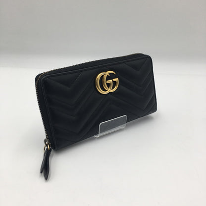 【中古品】【レディース】 GUCCI グッチ GGマーモント ダブルG ジップアラウンド ウォレット 443123 ラウンドファスナー 長財布 ロングウォレット 財布 181-250523-ks-06-fuz カラー：BLACK 万代Net店