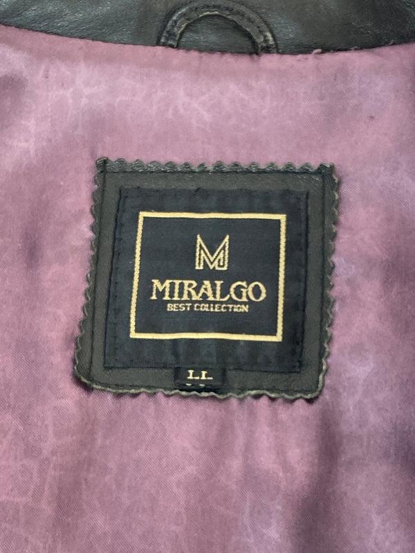 【現状渡し品】【メンズ】 MIRALGO ミラルゴ LEATHER JACKET レザー ジャケット アウター 上着 146-260822-hu-53-min サイズ：LL カラー：ブラック 万代Net店