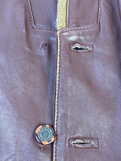 【中古品】【メンズ】 SAXONY サキソニー 袖ニット レザージャケット 上着 アウター 146-260822-hu-52-min サイズ：L カラー：ブラウン/イエロー 万代Net店
