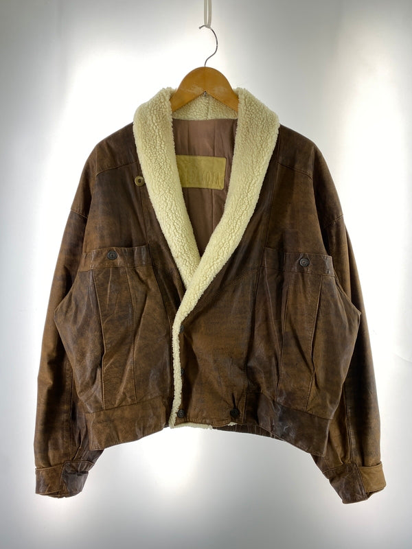 【現状渡し品】【メンズ】 B.B.DAKOTA ビービー ダコタ LEATHER BOA JACKET レザー ボア ジャケット アウター 上着 146-260822-hu-49-min カラー：ブラウン 万代Net店