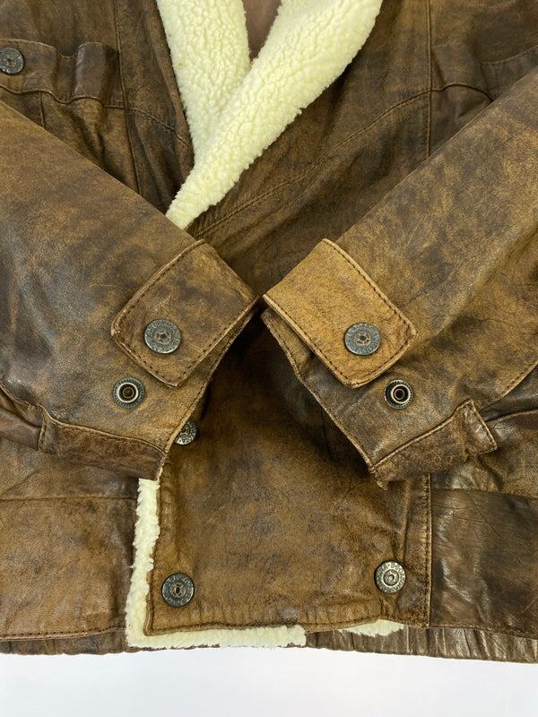 【現状渡し品】【メンズ】 B.B.DAKOTA ビービー ダコタ LEATHER BOA JACKET レザー ボア ジャケット アウター 上着 146-260822-hu-49-min カラー：ブラウン 万代Net店