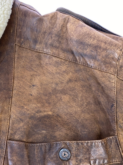 【現状渡し品】【メンズ】 B.B.DAKOTA ビービー ダコタ LEATHER BOA JACKET レザー ボア ジャケット アウター 上着 146-260822-hu-49-min カラー：ブラウン 万代Net店
