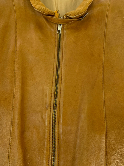 【現状渡し品】【メンズ】 C&A シー アンド エー LEATHER JACKET レザー ジャケット アウター 革ジャン 上着 146-260822-hu-48-min サイズ：表記なし不明 カラー：キャメル系 万代Net店