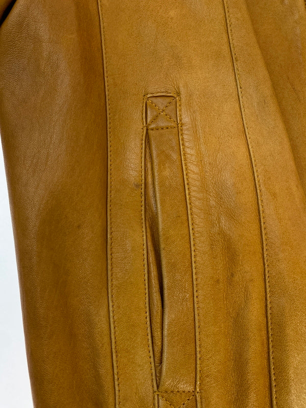 【現状渡し品】【メンズ】 C&A シー アンド エー LEATHER JACKET レザー ジャケット アウター 革ジャン 上着 146-260822-hu-48-min サイズ：表記なし不明 カラー：キャメル系 万代Net店