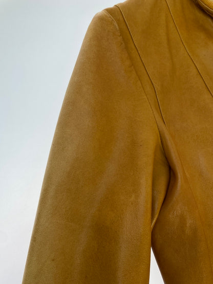 【現状渡し品】【メンズ】 C&A シー アンド エー LEATHER JACKET レザー ジャケット アウター 革ジャン 上着 146-260822-hu-48-min サイズ：表記なし不明 カラー：キャメル系 万代Net店