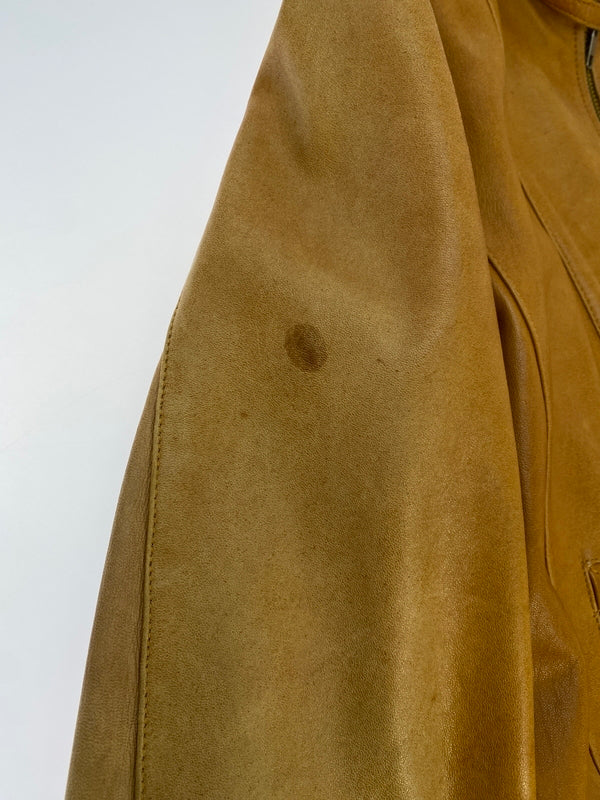 【現状渡し品】【メンズ】 C&A シー アンド エー LEATHER JACKET レザー ジャケット アウター 革ジャン 上着 146-260822-hu-48-min サイズ：表記なし不明 カラー：キャメル系 万代Net店