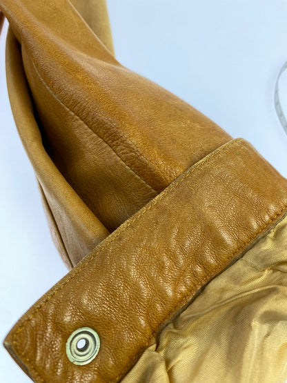 【現状渡し品】【メンズ】 C&A シー アンド エー LEATHER JACKET レザー ジャケット アウター 革ジャン 上着 146-260822-hu-48-min サイズ：表記なし不明 カラー：キャメル系 万代Net店