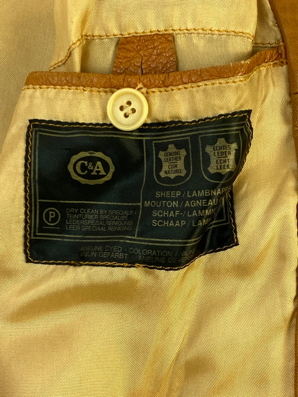 【現状渡し品】【メンズ】 C&A シー アンド エー LEATHER JACKET レザー ジャケット アウター 革ジャン 上着 146-260822-hu-48-min サイズ：表記なし不明 カラー：キャメル系 万代Net店