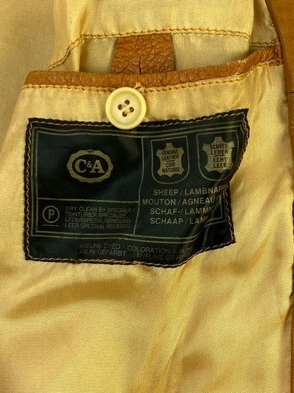 【現状渡し品】【メンズ】 C&A シー アンド エー LEATHER JACKET レザー ジャケット アウター 革ジャン 上着 146-260822-hu-48-min サイズ：表記なし不明 カラー：キャメル系 万代Net店