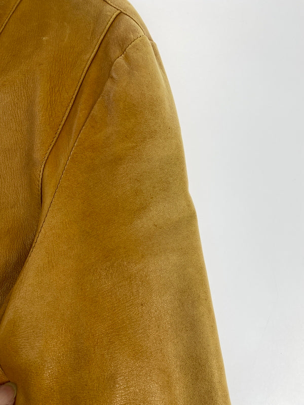 【現状渡し品】【メンズ】 C&A シー アンド エー LEATHER JACKET レザー ジャケット アウター 革ジャン 上着 146-260822-hu-48-min サイズ：表記なし不明 カラー：キャメル系 万代Net店