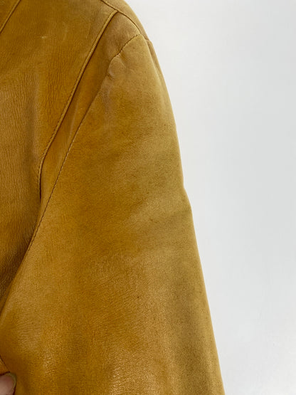 【現状渡し品】【メンズ】 C&A シー アンド エー LEATHER JACKET レザー ジャケット アウター 革ジャン 上着 146-260822-hu-48-min サイズ：表記なし不明 カラー：キャメル系 万代Net店
