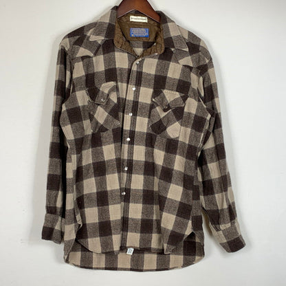 【中古品】【メンズ】 PENDLETON ペンドルトン 70’s VINTAGE WOOL SHIRT 70年代 ヴィンテージ ウール シャツ 長袖 トップス 144-260715-sa-09-tei サイズ：L カラー：ブラウン 万代Net店