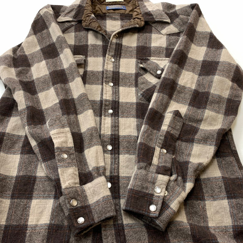 【中古品】【メンズ】 PENDLETON ペンドルトン 70’s VINTAGE WOOL SHIRT 70年代 ヴィンテージ ウール シャツ 長袖 トップス 144-260715-sa-09-tei サイズ：L カラー：ブラウン 万代Net店